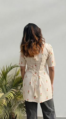 Image of ANNI Designer Short Kurti for Women Viscose Blend Printed Ethnic Tunic | Stylish Kurti Tops with Jeans Styling | Casual Office Wear | Trendy Indian Fashion for Woman