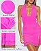 Bodycon Dresses for Women Summer 2026 Sexy Halter Sleeveless V Neck Backless Side Slit Ruffle Trim Hem Cocktail Party Mesh Mini Dress Hot Pink L