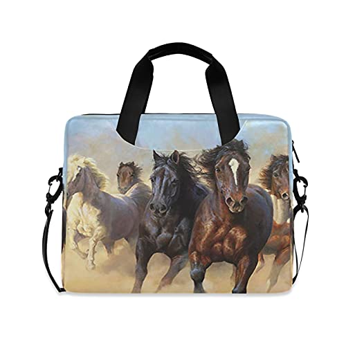 Running Horses Laptop Messenger Bag Case Sleeve Crossbody Briefcase for Men Women with Shoulder Strap Handle 13 14 15.6 inch