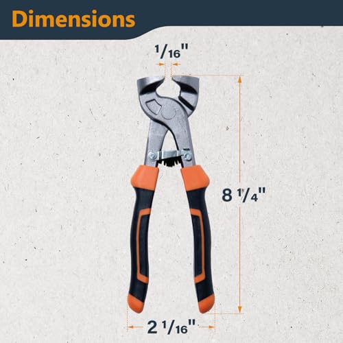 Image of POWERTEC 8 inch Tile Nippers with Ergonomic Grip, for Trimming Tile and Mosaics to Desired Shape on Glass, Ceramic and Porcelain Tile up to 3 /8 inch Thick, 1 Pack (71900)