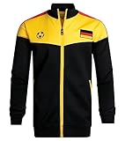 lvatr Men's Germany Soccer Track Jacket Black Zipper Player Training Uniform (BlackYellow-M)