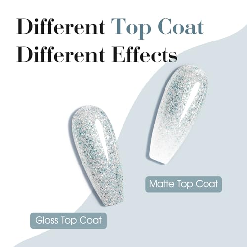 Image of CANNI Glitter Blue Gel Nail Polish, 1Pcs Blue Sparkly Gel Polish Shiny Glitter Color Soak Off U V Nail Manicure Salon DIY at Home