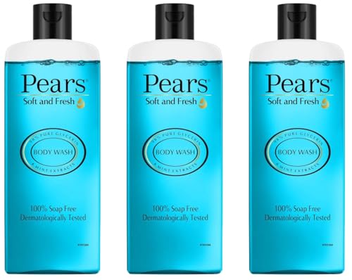 Soft and Fresh Body Wash 250 ml, 98% Pure Glycerin, Liquid Shower Gel crafted with Mint Extracts for Refreshed Skin, No Paraben & 100% Soap Free (Pack
