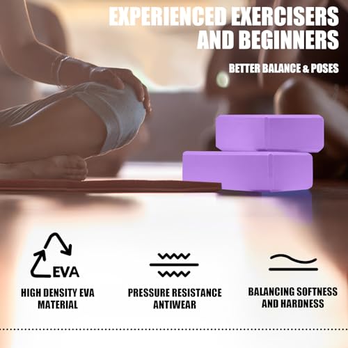 Image of Septo 2 Pcs Yoga Blocks, 9x6x3 Inch Foam Blocks for Pilates | High density EVA foam Yoga Props lightweight non-slip surface for meditation stretching balance training