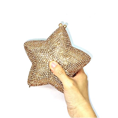 Image of Women Rhinestone Star Shape Clutch Purse Unique Crystal Evening Bag Luxury Chain Handbag for Wedding Cocktail Party | Rhinestone