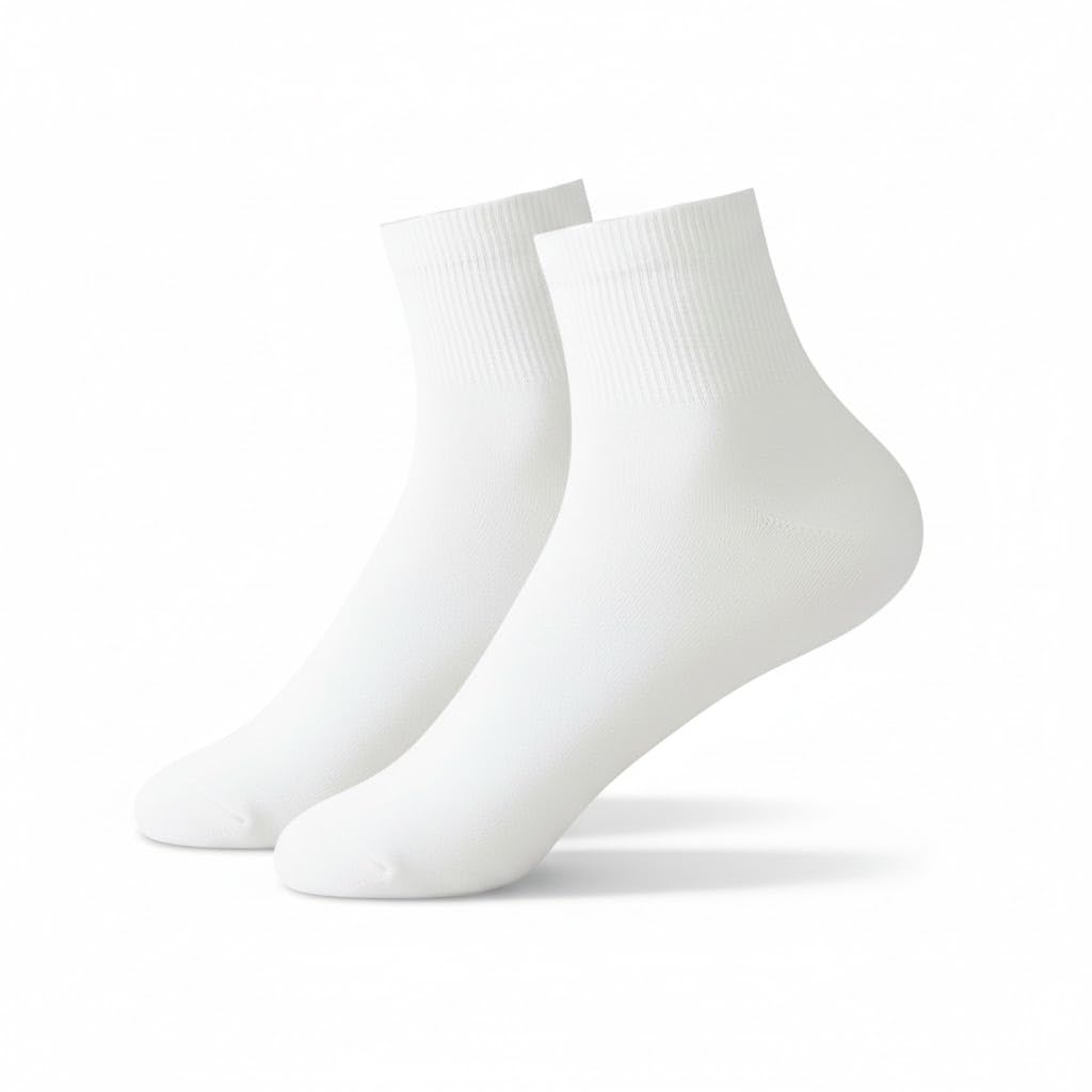 Men's Ankle Length Socks Cotton Pack of 3 White-image-35