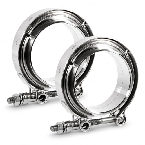 Ucreative 3.0 Inch V Band Clamp with Flange Male Female 304 Stainless Steel with Upgraded T-Bolt 2PCS