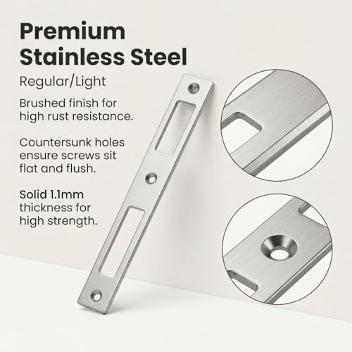 Miniatura 7 de Chapa De Cierre Universal Para Puerta De Casa Y Habitación, Acero Inoxidable, 55 Mm, Para Cerraduras De Puerta, Resistente Plata, Pieza De Repuesto Para Din Izquierda Y Derecha, Forma 2 Sin Llave