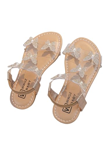 Floerns Girl's Butterfly Ankle Strap Flat Sandal Open Toe Beach Vacation Sandals