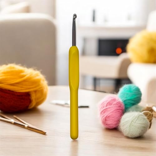 Image of Ushaworks Crochet Hook Soft Grip Crochet Needle with Aluminum Hook - Comfortable Yarn Tool for Crochet Needles, Knitting Needles, Crochet Kit, Knitting Kit, Knitting Needle Set, Crochet Needle, Crochet Set 1 Pcs (Crochet Hook, 5 No (5.5MM))