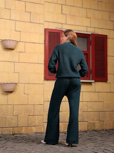 Image of Kvetoo Woolen High Neck Sweater With Pajama Tracksuit For Women Winter Wear Co-ord Set