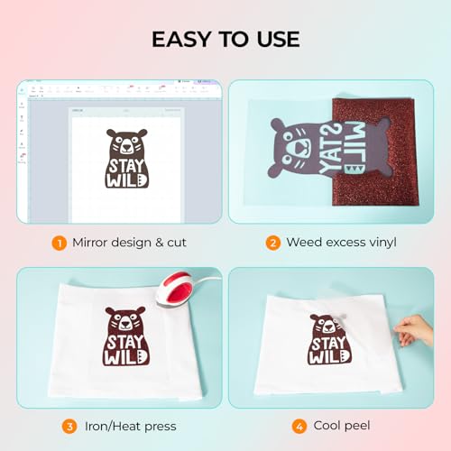 Image of HTVRONT Maroon Glitter HTV Heat Transfer Vinyl - 12 inch x 10ft Maroon Glitter Iron on Vinyl for Shirts, Glitter HTV Vinyl Rolls for Heat Transfer Design