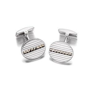 Hoxton London Manchetknopen van sterling zilver, ovale marcasiet, bezette geribbelde manchetknopen Voor Herren