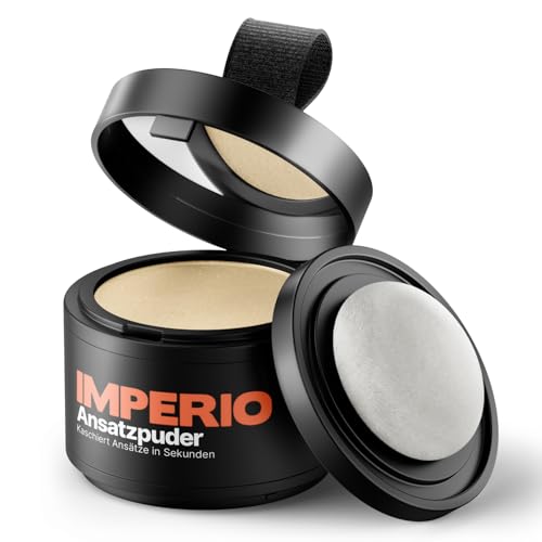 IMPERIO Ansatzpuder - Haar Concealer zur Haarverdichtung für Frauen und Männer, wasserfestes Haar Make-up zum Ansatz kaschieren - 4g (Hellblond)