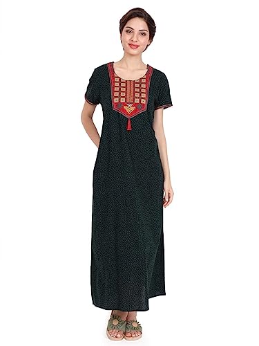 Image of Evolove Women's Cotton Long Maxi Night Gown Nighty Dress with Pocket, Super Soft Comfortable (LNG-Cotton-2)