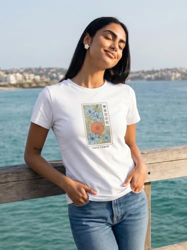 Image of Nobero Women's Graphic Printed T-Shirt | Regular Fit 180 GSM Cotton Tee for Women | Comfortable Round Neck Casual Wear
