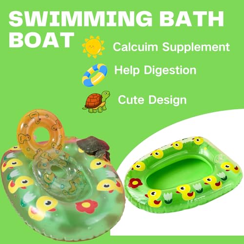 Image of Pet Supplies Turtle Bath Float Bath Hub Toys with Inflatable Reptile Bathing Swimming Pool 3 Colors Float Ring for Turtle Leopard Gecko Cage Accessories Photo Shoot Toy (3 pcs)