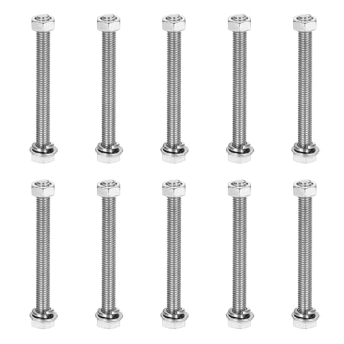 uxcell 六角ボルト M5 x 50mm 304ステンレス鋼 ボルト ナット ワッシャー セット 六角ネジ セット 全ねじ 10セット