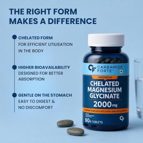 Carbamide Forte Chelated Magnesium Glycinate Supplement 2000mg Per Serving | Magnesium Supplement Supports Muscle Recovery & Better Sleep - 60 Veg Tablets — Magnesium Supplements - image 7
