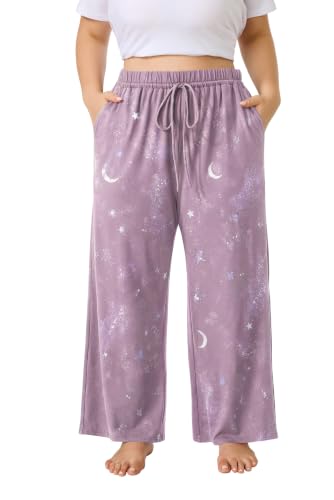 Image of FLYCURVY Plus Size Women Pajama Pants with Pocket L-5XL