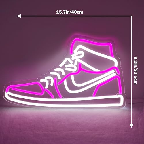 JianJung Sneaker Neon Sign Sports Shoe Neon Signs for Wall Dimmable LED Boys Neon Lights for Bedroom Man Cave Party Neon Bar Sign Shoes Light up Signs Wall Decor (Pink) by JianJung - Used condition - Image 2