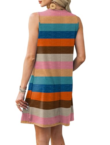 Image of RUMIA Swimsuit Coverup for Women Summer Sleeveless Beach Dress | Crew Neck, Pockets, Eyelet, Boho, Above knee Length, A-Line. Everyday wear, Sundresses, Cruise Wear, Vacation essential