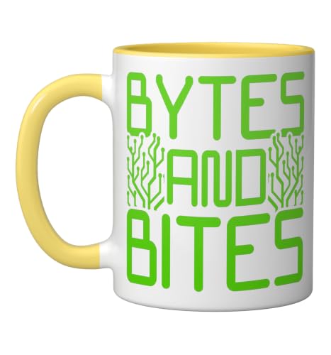 Network Admin Bytes And Bites Ceramic Mug, Yellow/White, 11oz