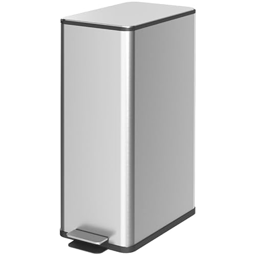 Generisch Cubo de basura de acero inoxidable con pedal de 20 litros con tapa y pedal, cubo de cosméticos con cubo interior para salón y oficina, 21,5 x 37,2 x 57 cm