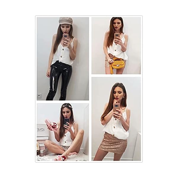 BLENCOT-Womens-Button-Down-V-Neck-Strappy-Tank-Tops-Loose-Casual-Sleeveless-Shirts-Blouses BLENCOT Tank Tops for Women Button-up V Neck Summer Casual Sleeveless Shirts Spaghetti Strap Dressy Tops White S