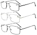 Eyekepper 3-pack Readers Rectangular Spring Temple Large Metal Reading Glasses Men