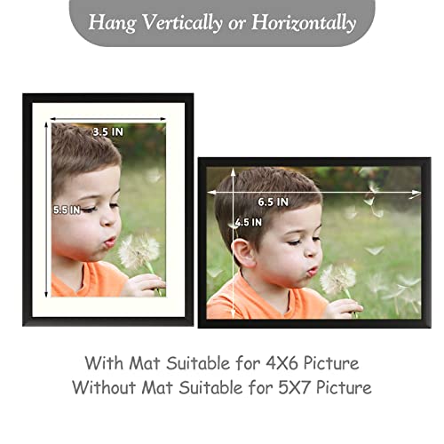 Frametory, 5X7 Aluminum Picture Frame With Ivory Mat For 4X6 Photos - Easel Stand, Sawtooth Hangers - Great For Events, Offices, Homes (Black, 2-Pack) #TOP6