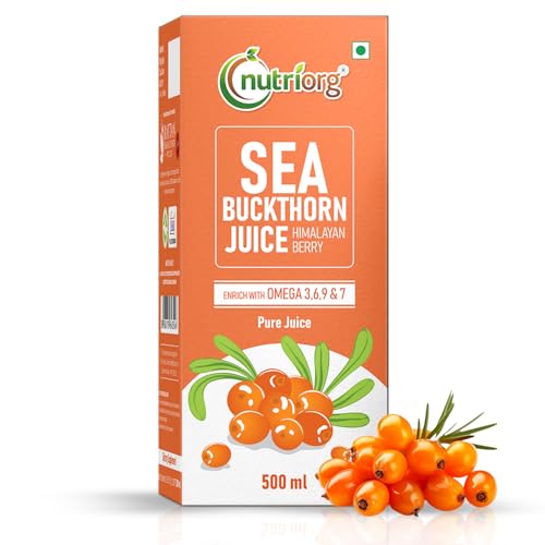 Nutriorg Sea Buckthorn Juice, Himalayan Berry, Enrich With Omega 3,6,9 & 7 Rich in Vitamin C, 500 ml (16.09 Oz)