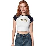 Hype & Vice NBA Indiana Pacers Homerun Graphic Baby Tee - Women’s Fitted Raglan Crop Tee, Game Day Shirt - M