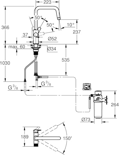 Grohe Blue Pure Start Starter Kit Con Filtro Ai Carboni Attivi, Sistema Per La Filtrazione Dell'acqua, Cromo, 30596000 - 6