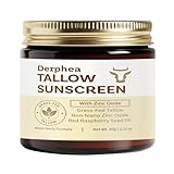Derphea Natural Beef Tallow Sunscreen – SPF 50 Daily Sun Care for Extremely Sensitive, Acne-Prone & Kid-Safe Skin – Non-Toxic Sunblock with 22% Non-Nano Zinc Oxide, Clean Formula for Face & Body