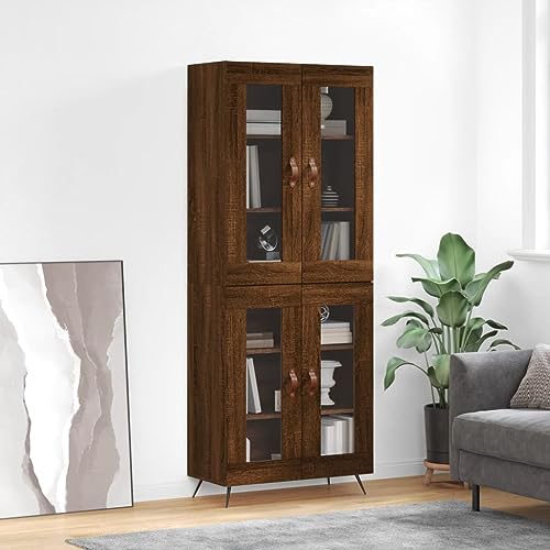 ARKEM Aparador Alto Madera contrachapada aparador Muebles aparador Roble Mueble Auxiliar salón aparadores para Salon marrón Roble 69,5x34x180 cm 3198256