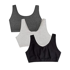 Fruit of the Loom Women’s Built Up Tank Style Sports Bra, Black/Heather Grey/Charcoal