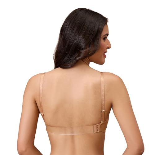 Image of NYKD By Nykaa Padded Non-Wired Transparent Back Bra with Free Transparent Shoulder Straps - NYB373