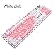 Mechanical Gaming Keyboard,SADES Gaming Keyboard USB Keyboards Mechanical Feel with Mutilmedia Keys Character Illuminated and Blue Switches for for PC Gamer（White Pink）