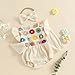 Baby Infant Girl Romper Crochet Flying Long Sleeve Bodysuit With Bow Headband 2 Pcs Set Fall Clothes (Beige, 0-3 Months)