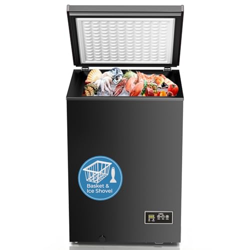 Image of Antarctic Star Chest Freezer 3.2 Cubic Feet Low-Temperature Freezer,14℉ to -40℉ with 2 Removable Baskets, Free Standing Top Open Door Deep Freezer, 7 Level Adjustable Temperature, Black