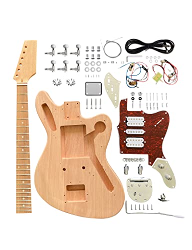 Fistrock DIY Electric Guitar Kit Beginner Kit 6 String Right Handed with Mahogany Body Mahogany Neck Rosewood Fingerboard Chrome Hardware Build Your Own Guitar.