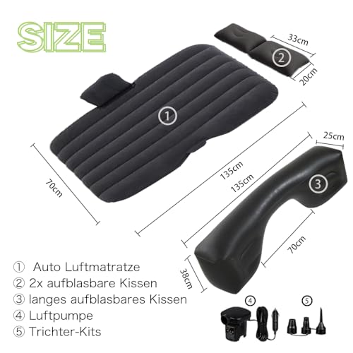 Geterral Car Air Mattress,Car Mattress for Back Seat,Car Bed For Outdoor Camping Traveling, Grey, Double - Image 3