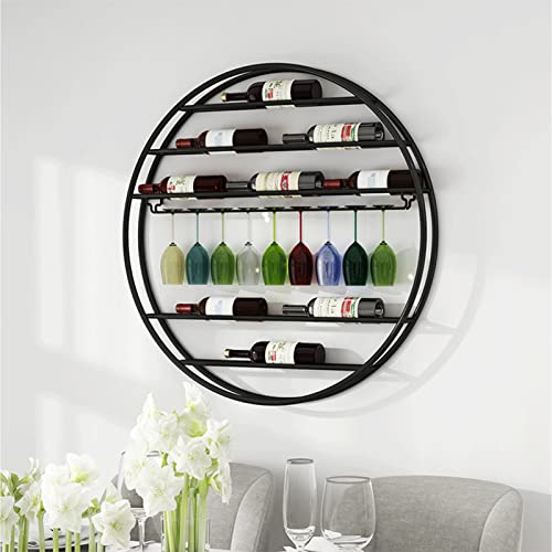 Porte-bouteilles de vin en fer noir mural porte-gobelet suspendu