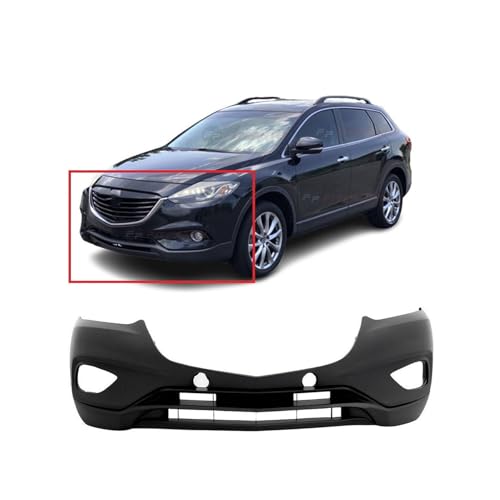 Image of FitParts Compatible with Mazda CX-9 2013-2015 Front Bumper Cover | Primed, With Fog Light Holes, Without Parking Sensor Holes, Ready to Paint, OEM TK2150031DBB, MA1000237