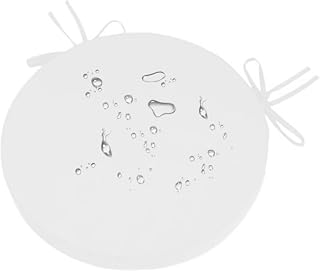 MONDEX Sitzkissen Rund 35 cm Weiß, 5 cm Dick rutschfest Stuhlkissen Rund mit Bändern, Outdoor Wasserabweisendes Polyester Runde Sitzpolster, Sitzkissen Boden für Küche, Esszimmer, Garten und Café