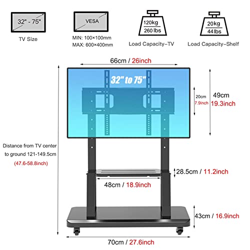Soporte Universal para TV de 32-75 pulgadas con ruedas y estante miniatura 3