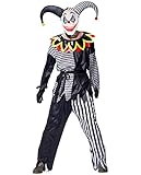 IKALI Erwachsene Clown Kostüm Männer Frauen Halloween Jester Anzug Sinister Rollenspiel Kostüm Outfit 7 Stück