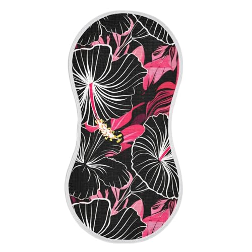 Hibiscus Tropical Black Burp Cloths for Babies Burp Rag Cotton Spit Up Rag for Newborns Babies Girls2