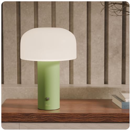 Image of Dome Table Lamp for Bedroom, Study Table & Living Room | Small Metallic Finish Night Lamp with Frosted Diffuser | Bedside Lamp, Desk Light & Home Decor Gift for Women (Green, Dome)